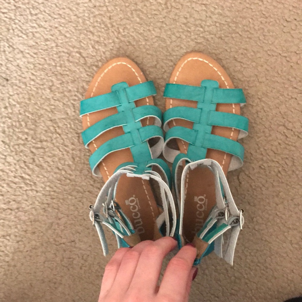 Teal gladiator sandals